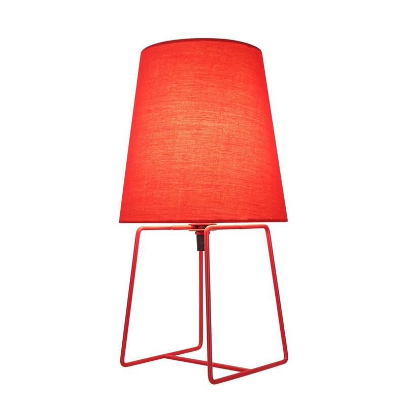 Aspen Creative 13" High Transitional Metal Accent Table Lamp, Red Painted Finish and Empire Shaped Lamp Shade in Red, 7" Wide