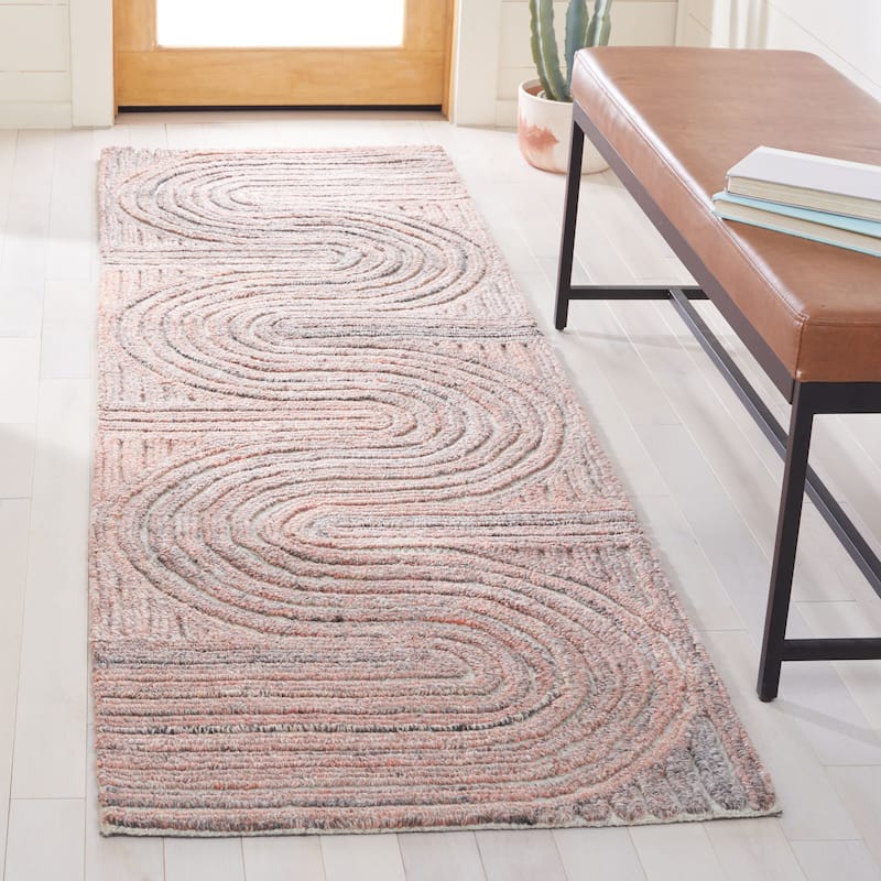 SAFAVIEH Handmade Southampton Catena Abstract Wool Rug - 2'3" x 8' Runner - Rust - Runner