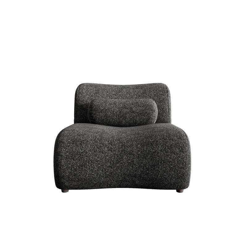 Modern Armless Lounge Sofa with 70° Reclined Backrest and Cylindrical Pillows for Living Room and Guest Room
