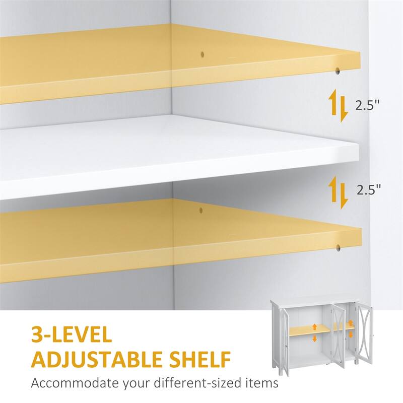 Buffet Cabinet with 3 Tempered Glass Door and Adjustable Shelf