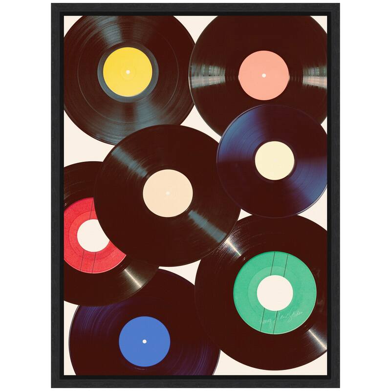 Kate and Laurel Sylvie Retro Vinyl Framed Canvas by Honey Island Studio