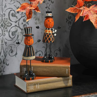 8" Resin Pumpkin Men Set of 2