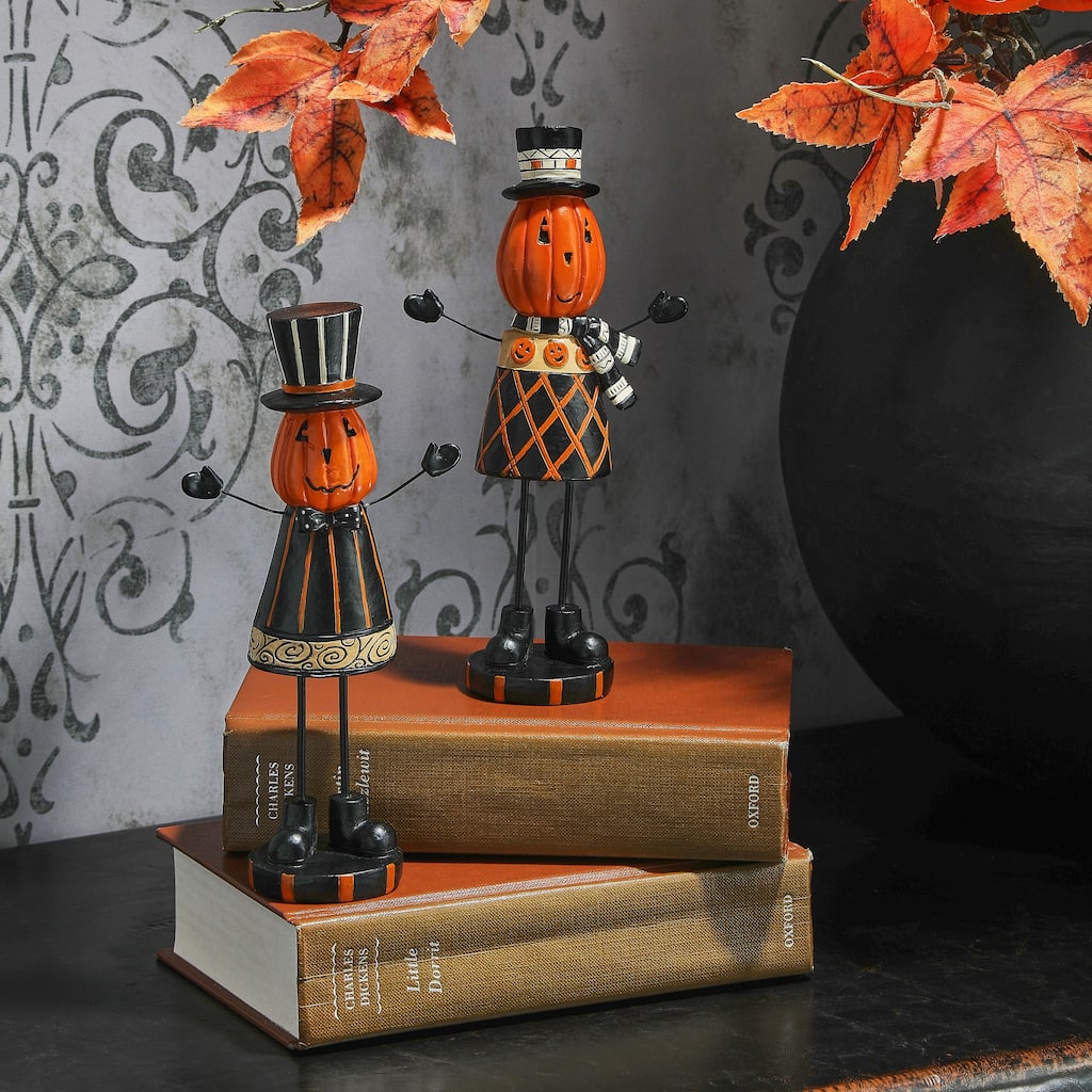 8" Resin Pumpkin Men Set of 2