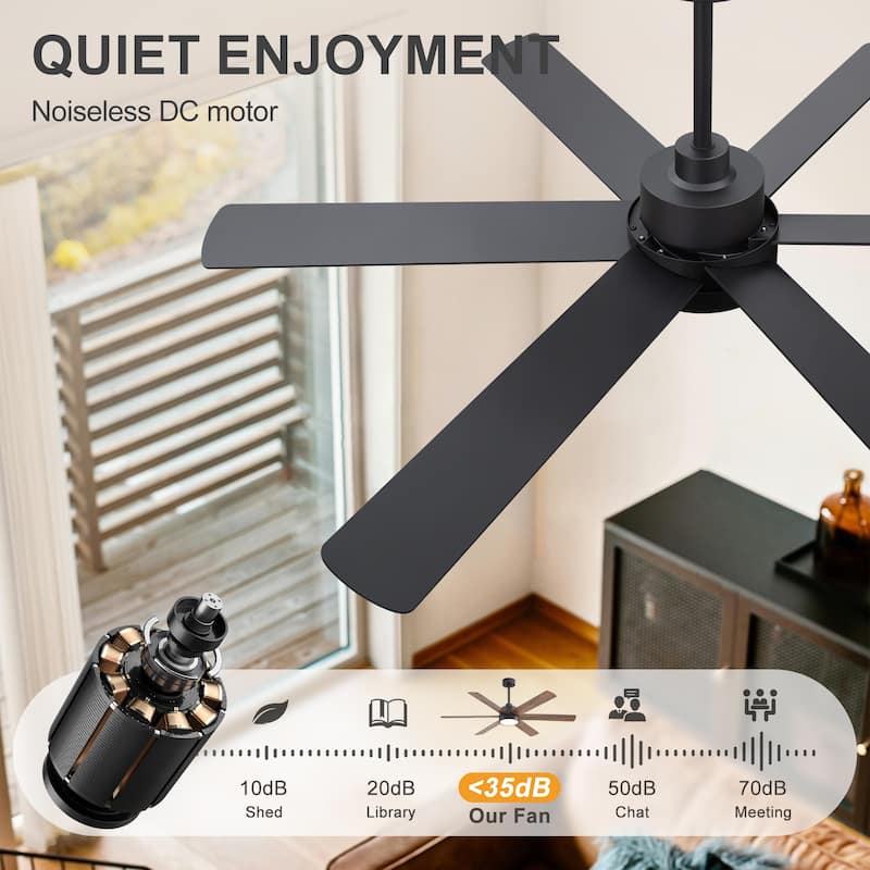 42/48/52/56/60/65-IN LED Ceiling Fan with Light Kit and Remote(5/6/7/8-Blade)
