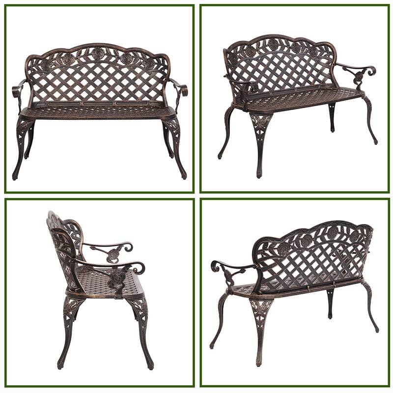 Outdoor 42.5 in. Cast Aluminum Park Decorative Bench