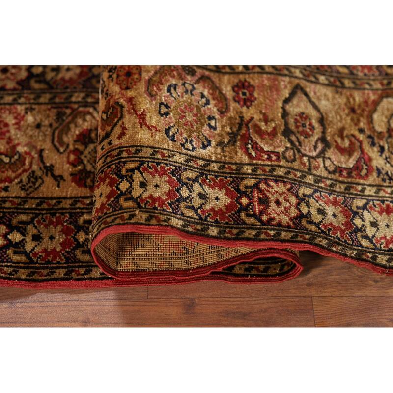 100% Silk Anatolian Turkey Foyer Rug Hand-Knotted Wool Carpet - 4'1" x 5'8"