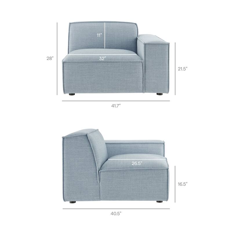 Restore 4-Piece Performance Fabric Upholstered Modular Sofa Set with Ottoman