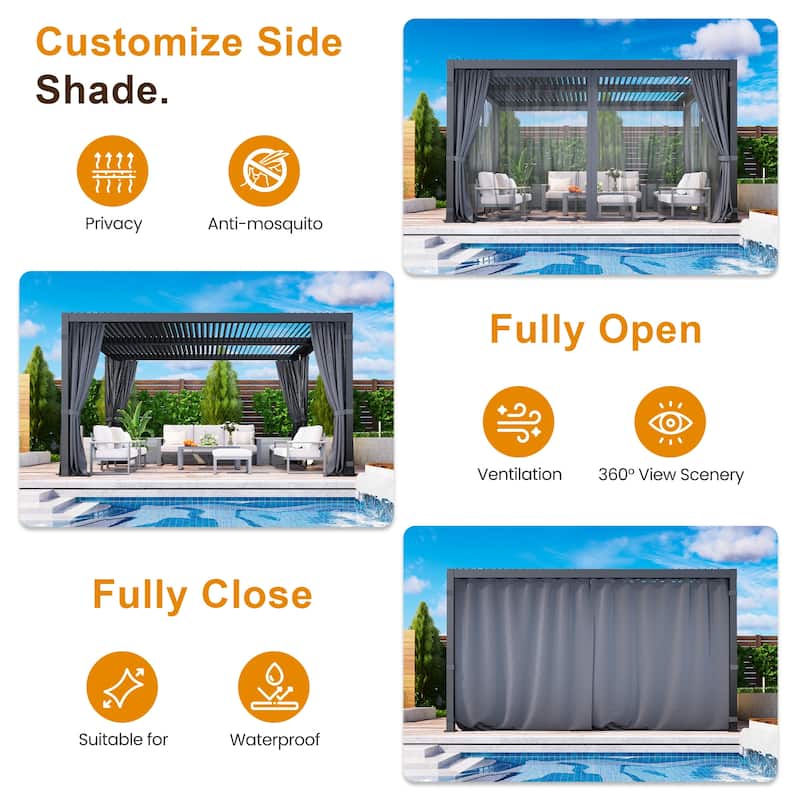 12' x 16' Aluminum Pergola with Adjustable Louvered Roof