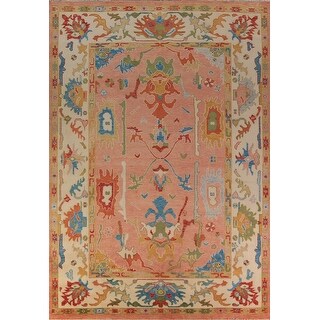 Pink Oushak Indian Large Rug Handmade Wool Carpet - 9'11
