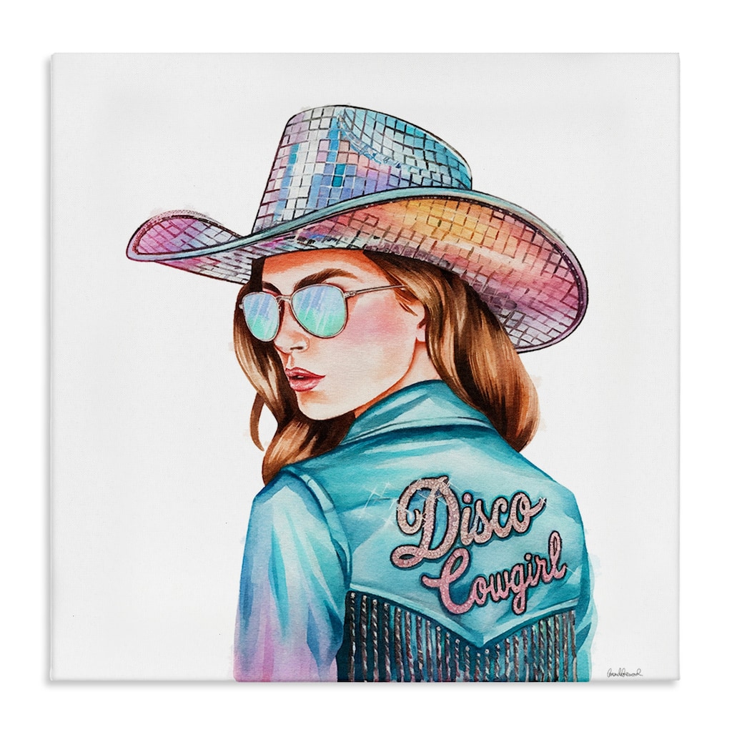 Stupell Disco Cowgirl Portrait Canvas Wall Art Design By Amanda Greenwood