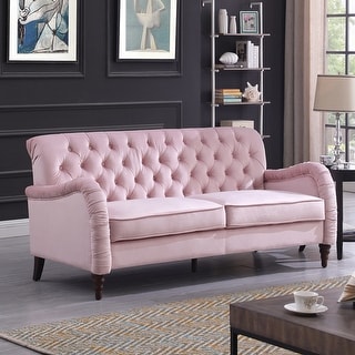 Pink Modern Velvet Chesterfield 3 Seater Sofa with Plush Cushions - Bed ...