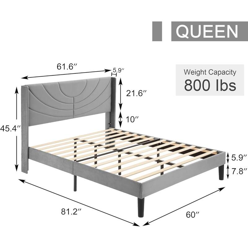 VECELO Bedroom Sets 3-pieces Bedroom Set with Height Adjustable Upholstered Bed and Nightstands Set of 2