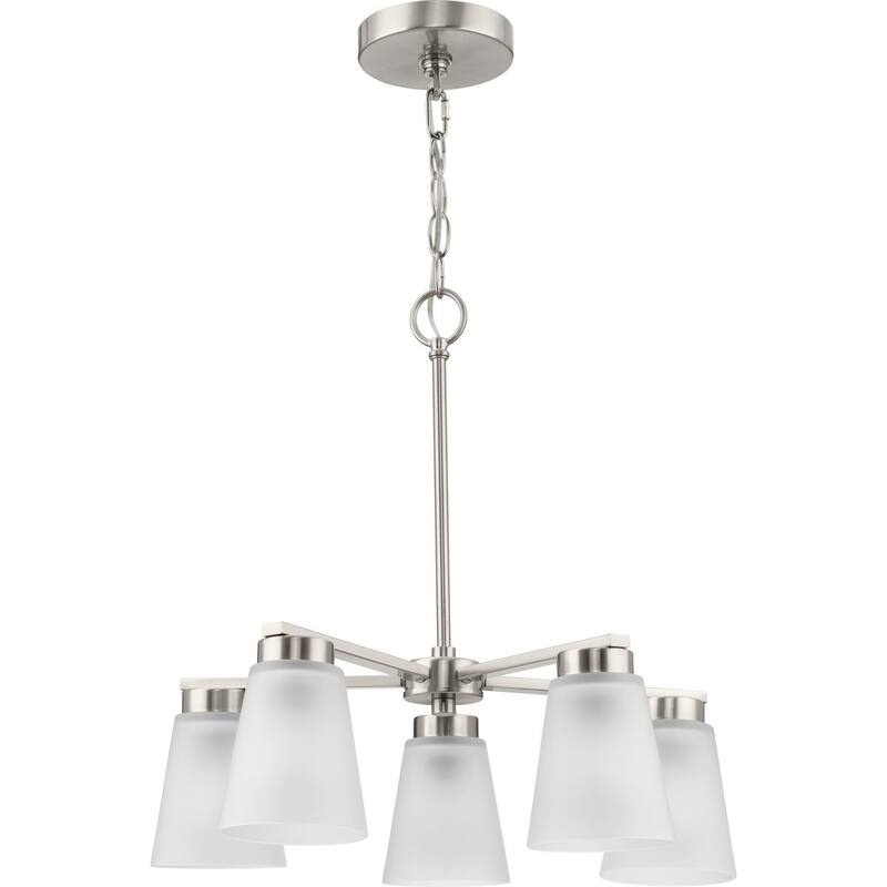 Tanner Collection Five-Light Brushed Nickel Transitional Chandelier - 20.5 in x 20.5 in x 21.5 in