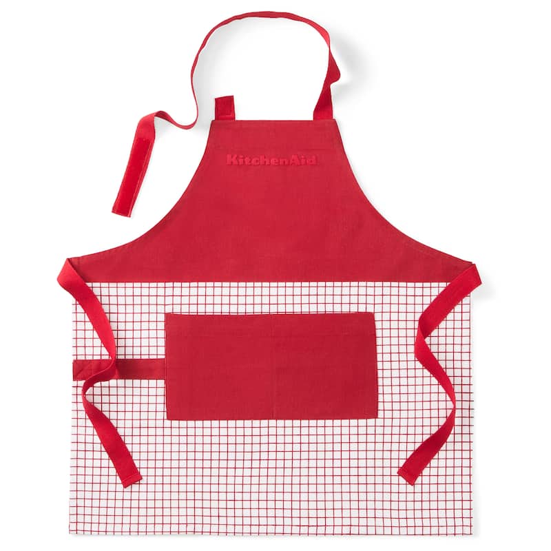 KITCHENAID Gourmet Series Gridlines Little Chef Apron, Water & Stain Resistant - Passion Red