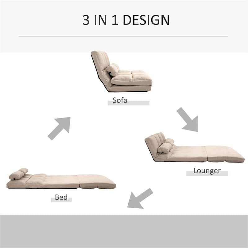 Folding Floor Sofa Chair with Pillow, Adjustable Backrest and Headrest