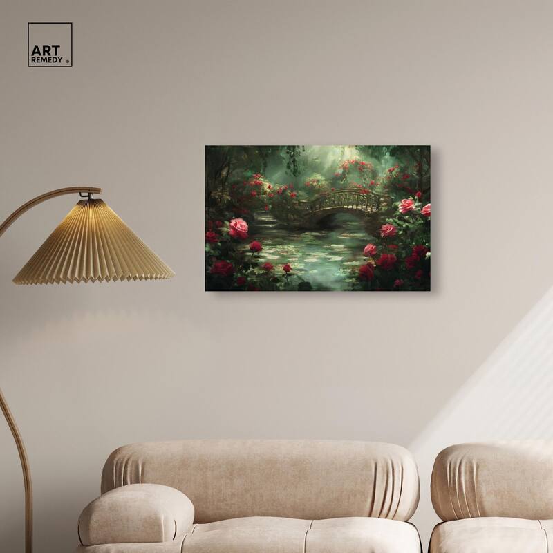 Rose Garden Bridge Canvas by Art Remedy, Gallery Wrapped