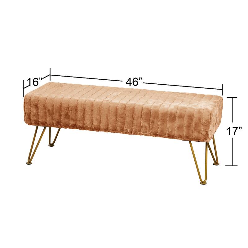 Super Soft Ottoman Long Bench with Golden Metal Legs - 46"x16"x17"