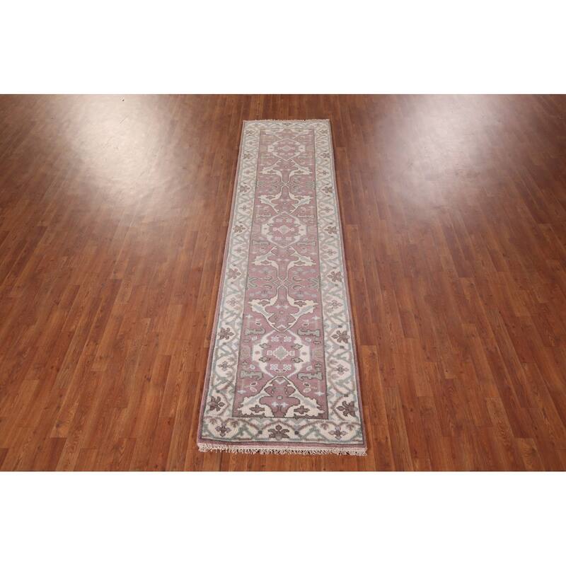All-Over Floral Oushak Oriental Runner Rug Handmade Wool Carpet - 2'8"x 9'9"