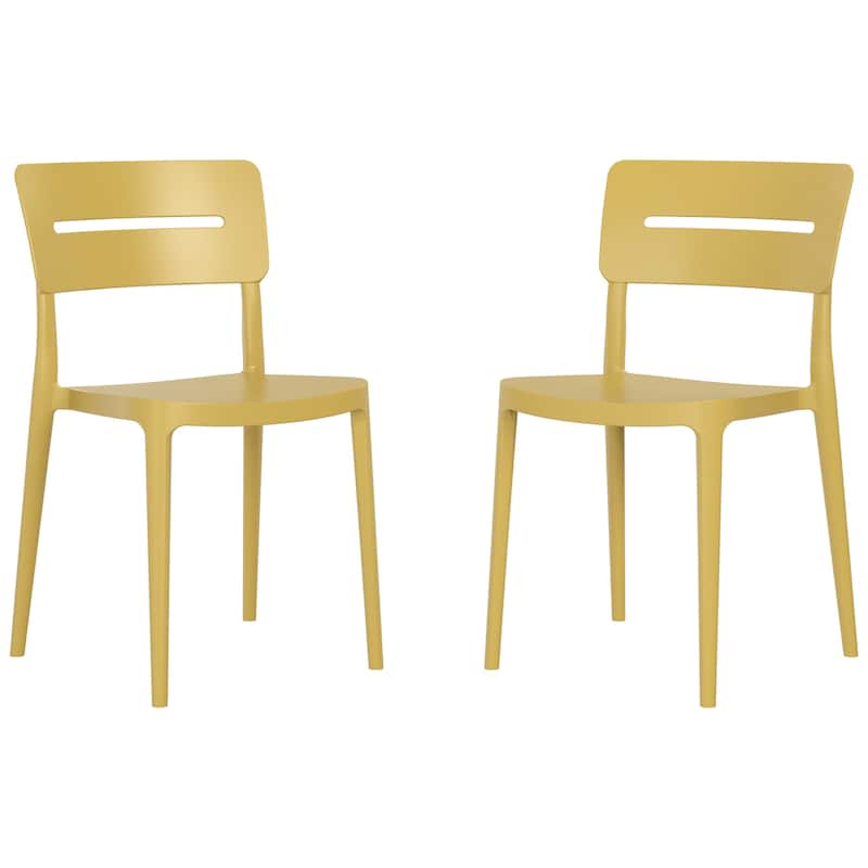 Frond and Form Modern Outdoor Patio Stacking Dining Side Chair (Set of 2) - Yellow