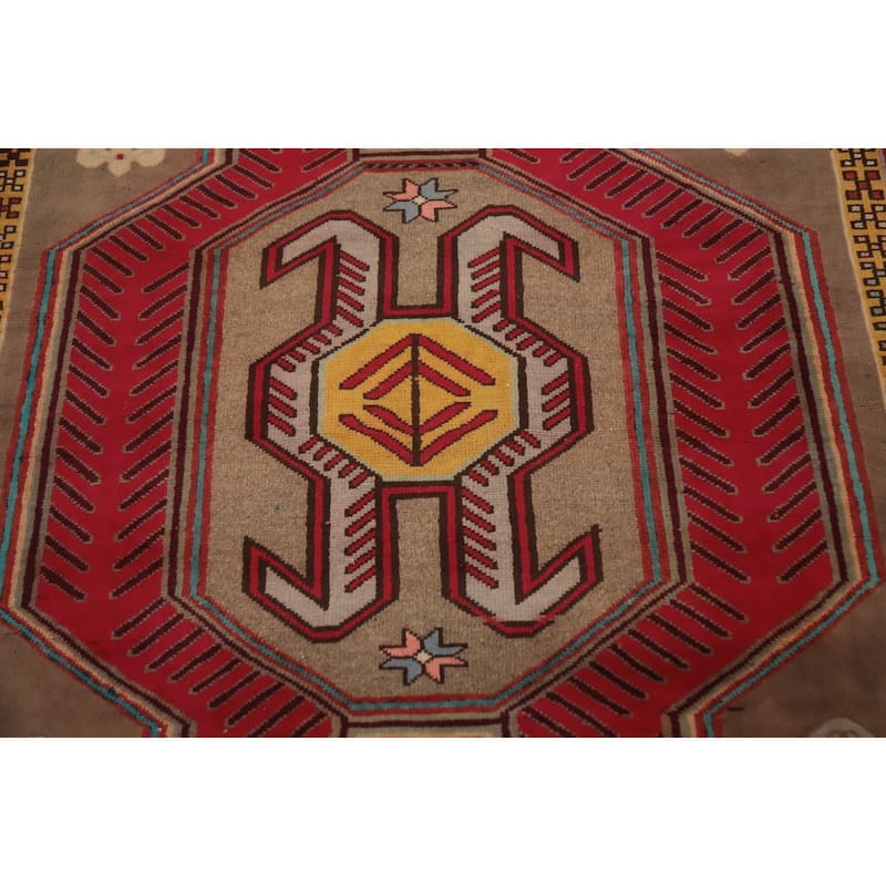 Hand Knotted Oriental 100% Wool Carpet Traditional Tribal Brown Ardebil Runner Rug - 10' 3'' X 3' 9''