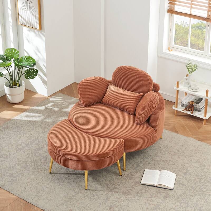 Small Sofa with Small end Table, Suitable for Lunch Break Casual Afternoon Tea Time Seat, Suitable for Small Apartment, Bedroom - Orange