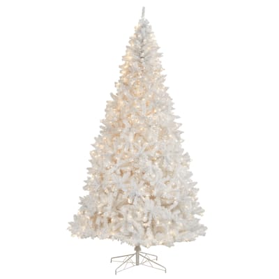11ft. White Artificial Christmas Tree with 2720 Branches and 1000 LED Lights - Grand Holiday X-Mas Centerpiece