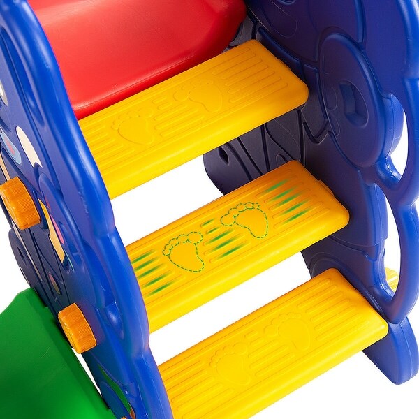 costway 3 in 1 junior children climber slide swing seat basketball hoop playset backyard