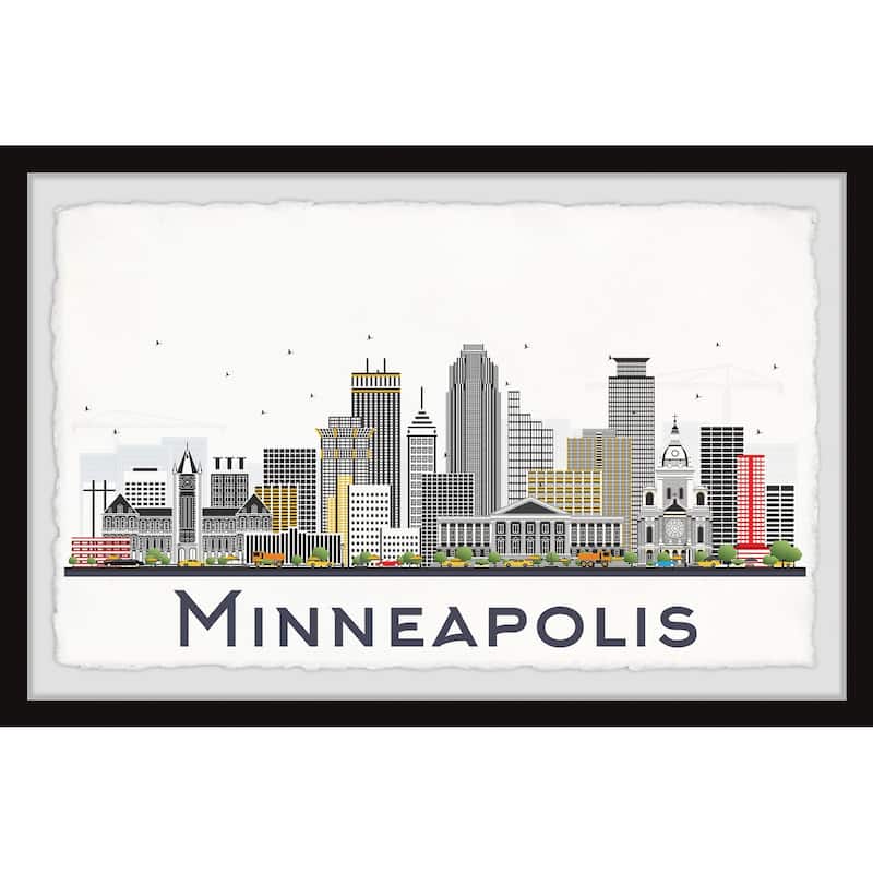'Minneapolis City Skyline' Framed Painting Print