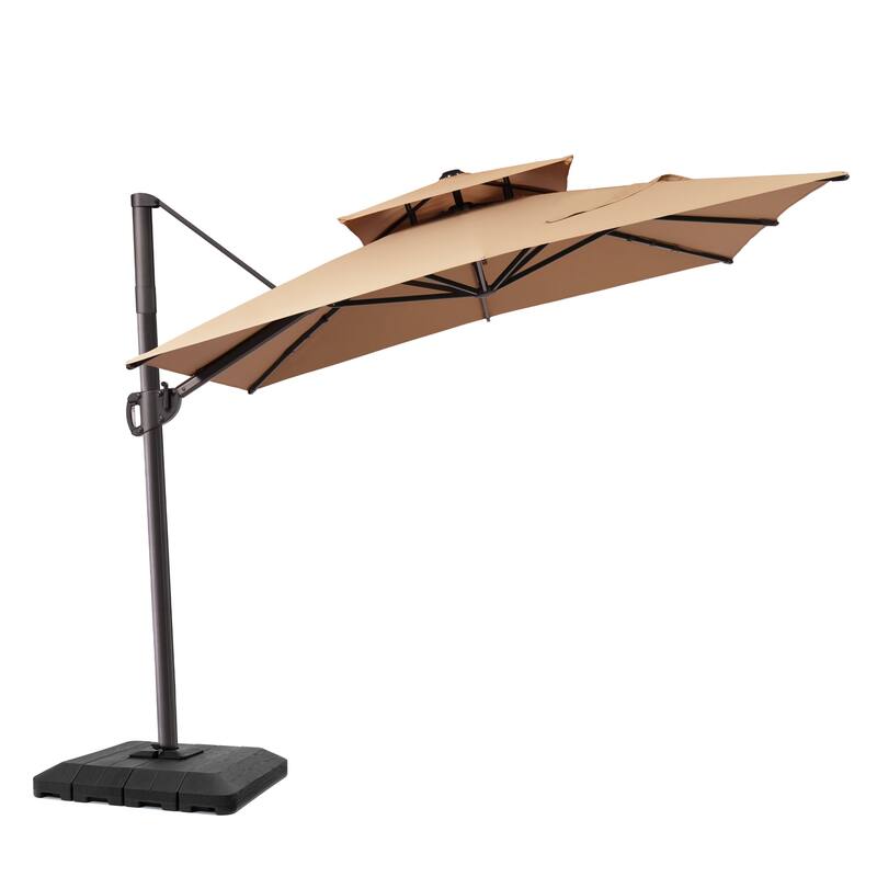 VredHom 360 Degree Rotation Patio Cantilever Umbrella with Base