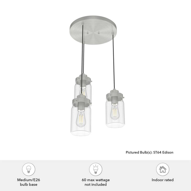 Hunter Devon Park 3-Light Round Cluster Pendant - Kitchen Island, Dining Room, Entry - Farmhouse, Rustic