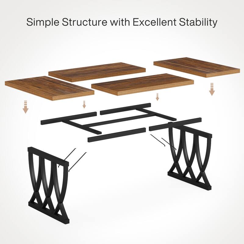 70.87-inch Wood Metal Rectangular Kitchen Dining Table for 6-8