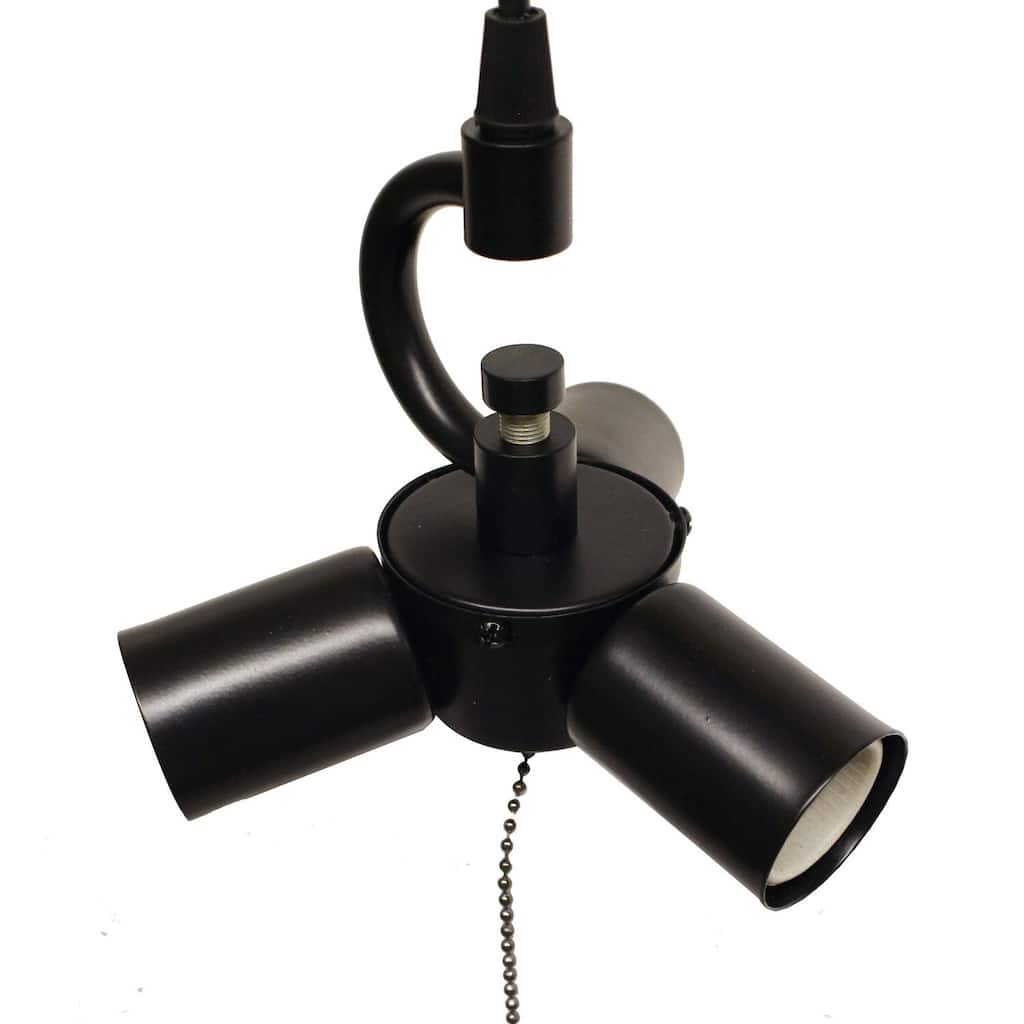 Pendant Light 3-Light Satin Black Vintage Ceiling Fixture Fabric Cord Home Lighting - 7.34