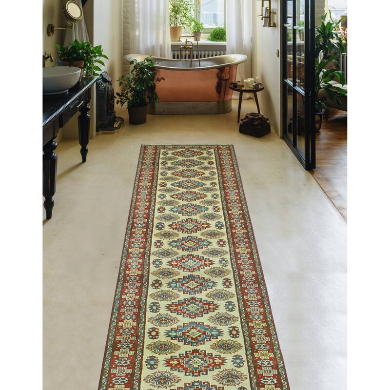 Kazak Olga Ivory/Red Runner - 2'7" x 19'10"