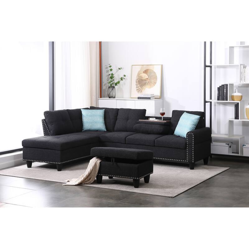 Left-Facing Sofa Chaise with Ottoman for Chic Living Rooms