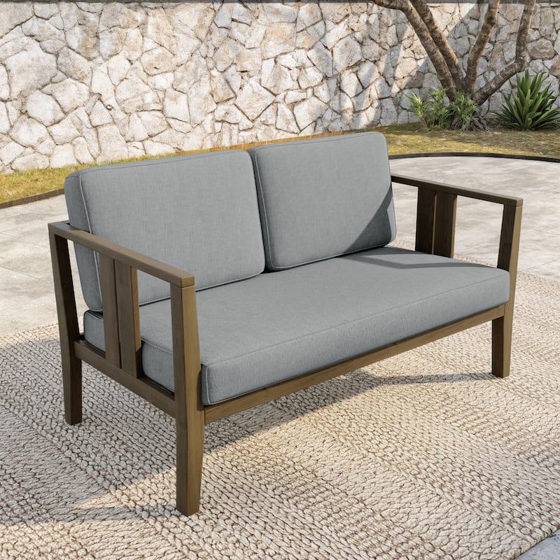 Teak Wood Weatherproof Outdoor Loveseat