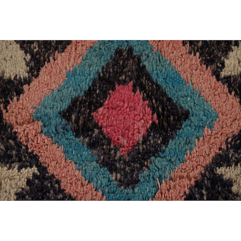 Geometric Plush Moroccan Area Rug Hand-Knotted Wool Carpet - 8'2" x 10'7"
