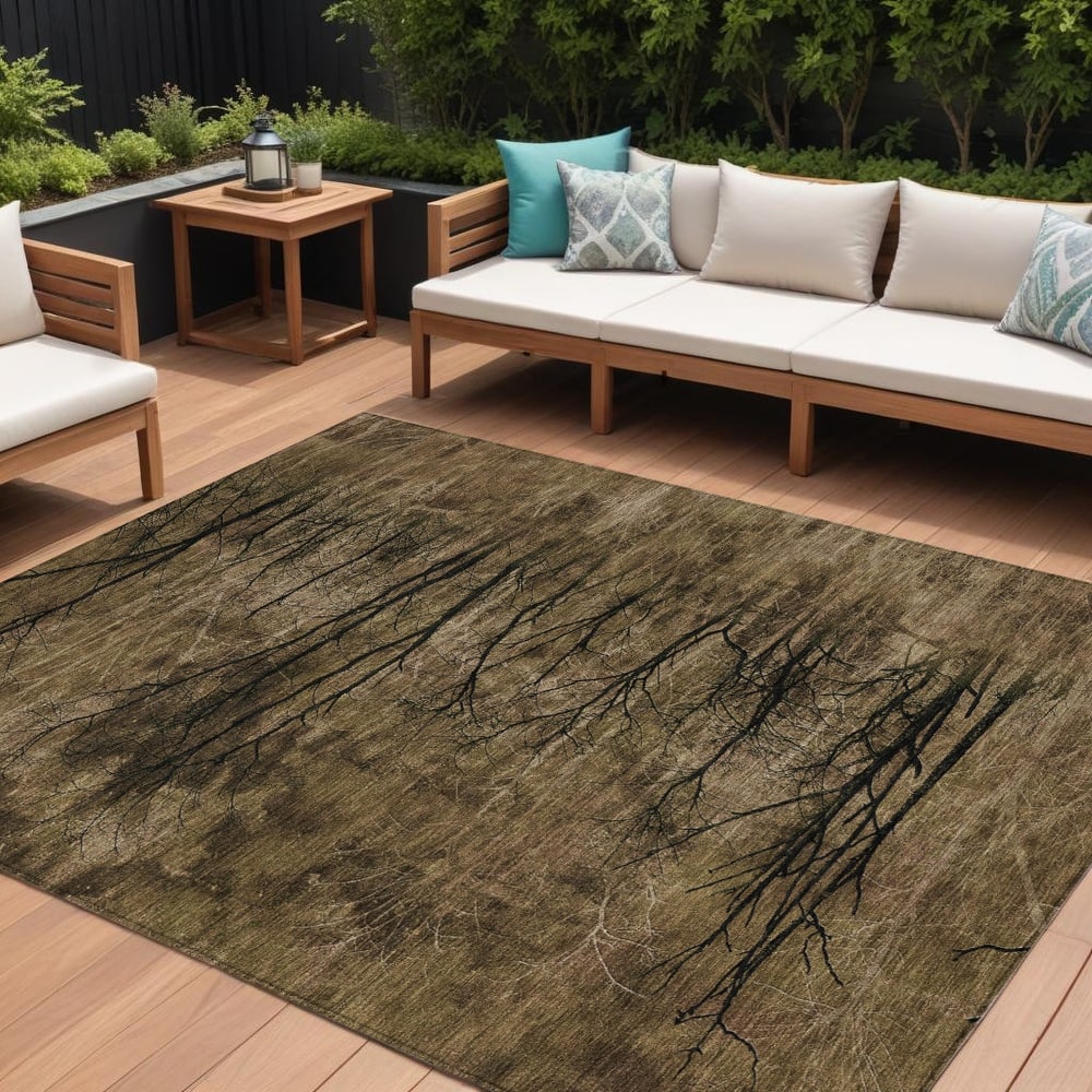 HomeRoots Floral Transitional Rectangle Outdoor Rug