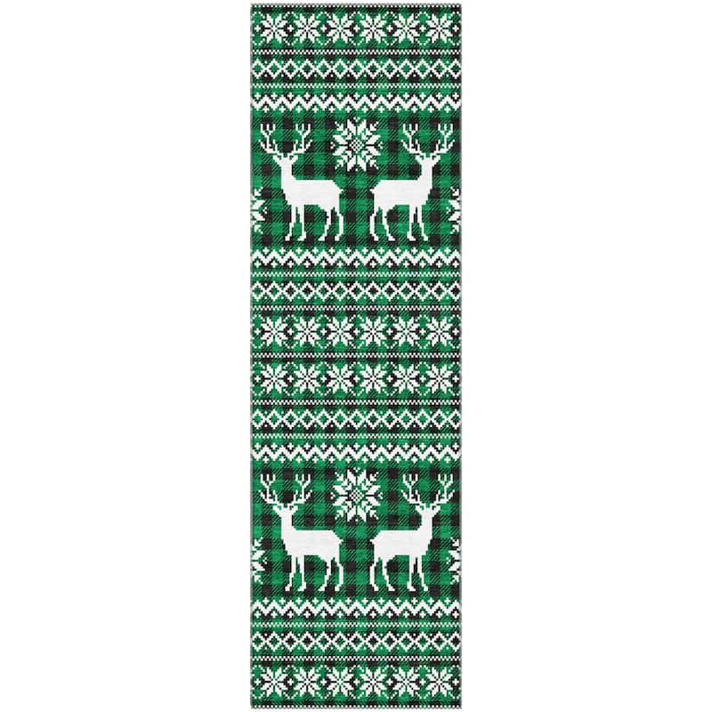 Premium Washable Super Soft Christmas Reindeer Mayfield Rug