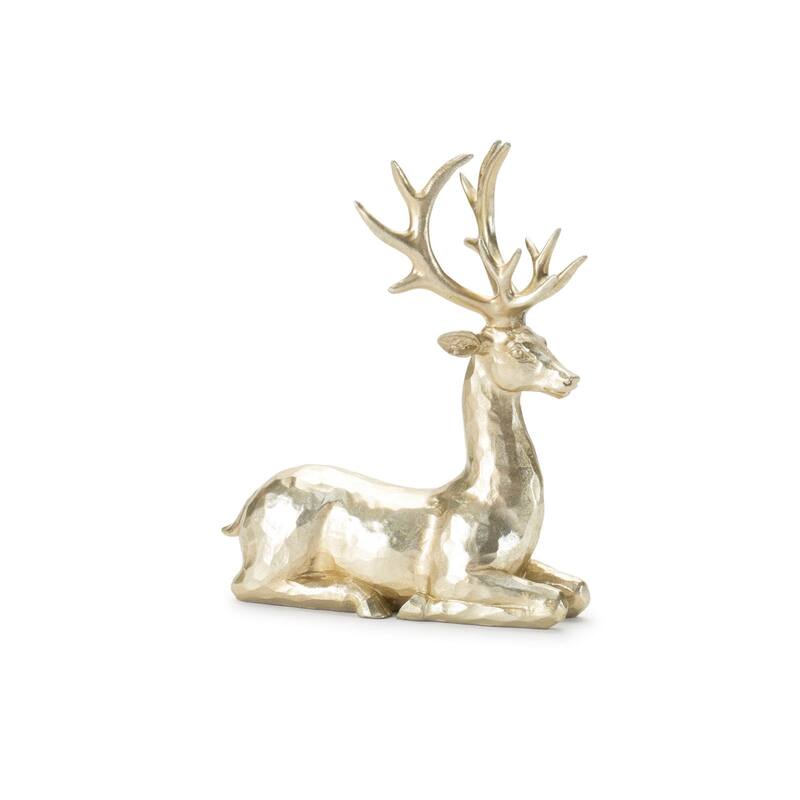 Deer Christmas Figurine Decorations - 12" - Champagne Gold - Set of 4