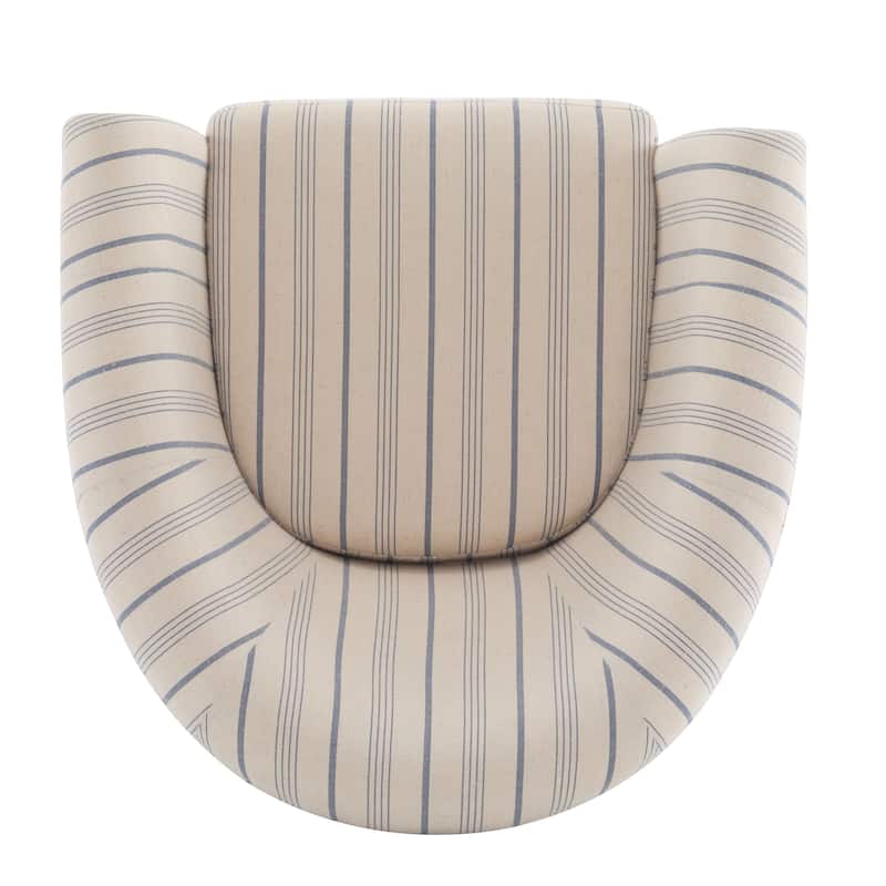 Striped Fabric Barrel Chair with Channel Stitching