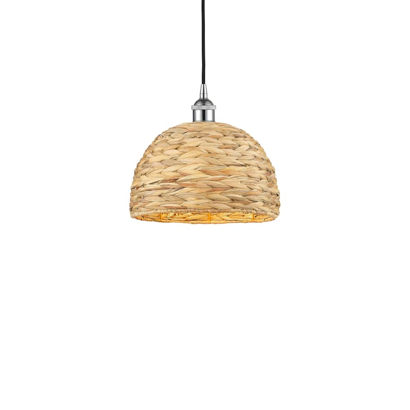 Innovations Lighting 616-1P-11-12 Woven Rattan Pendant Woven Rattan - Polished Chrome / Natural