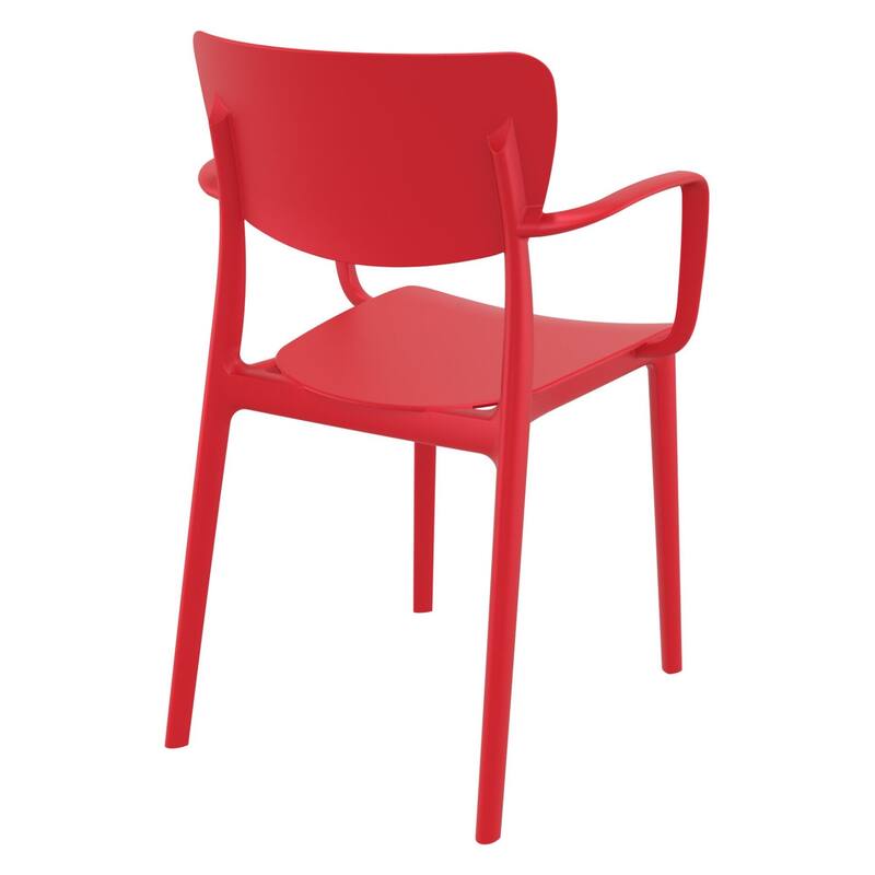 33" Red Solid Stackable Patio Dining Arm Chair