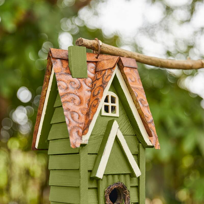 Glitzhome Hanging Distressed Solid Wood Birdhouse