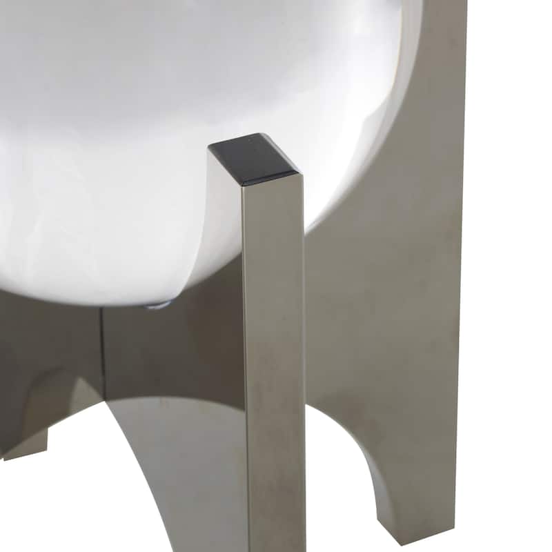 Silver Glass Orb Sculpture with X Shaped Holder (Set of 2)