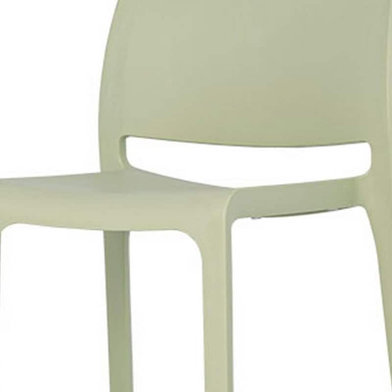 HomeRoots Set of Two 30" Green Heavy Duty Plastic Low Back Outdoor Bar Height Chairs