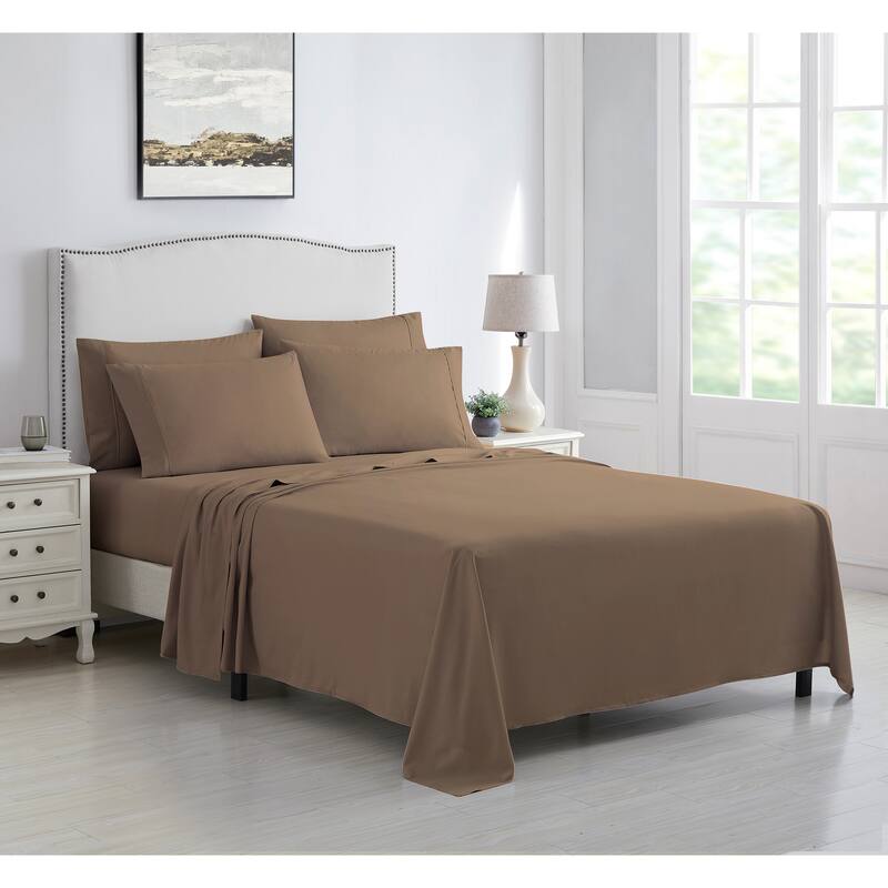 Kathy Ireland 6 Piece Brushed Microfiber Sheet Set - Twin - Mocha Brown