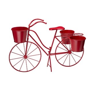 Glitzhome 29"L Oversized Red Metal Bicycle Plant Stand