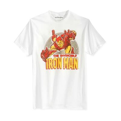 Mighty Fine Mens Iron Man Swoop Graphic T-Shirt,, White, Small