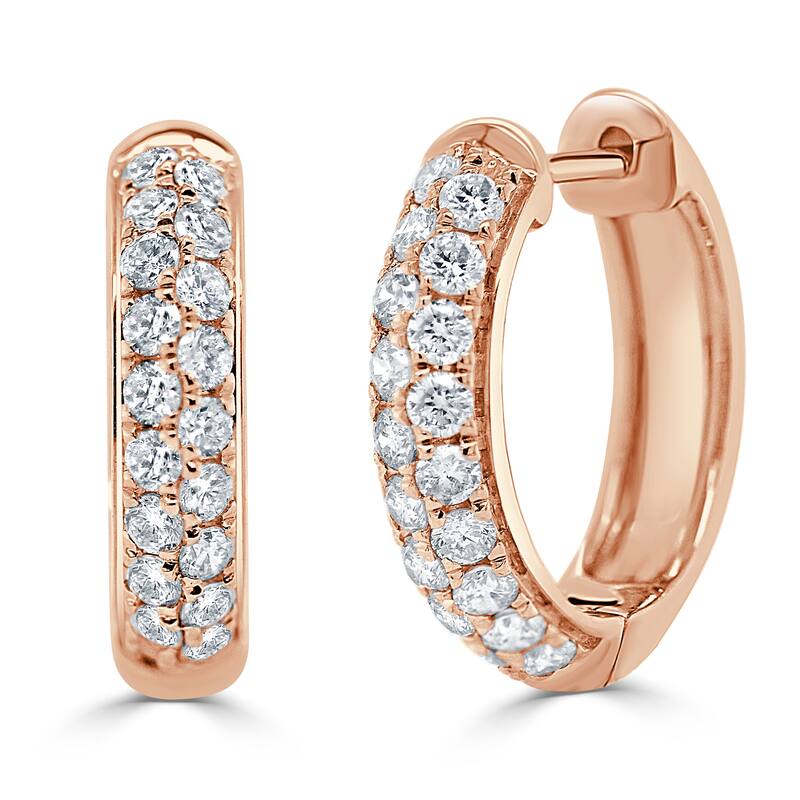 Joelle Collection Pave Diamond Hoops 0.65 ct.TDW Hoop Earrings 14K Gold Diamond Earrings