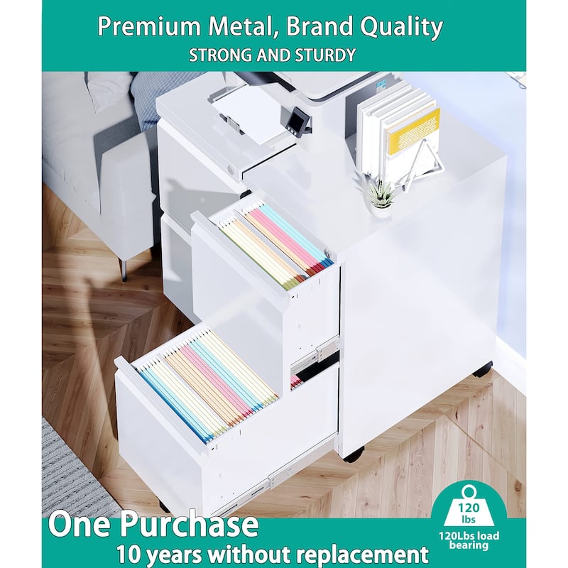 2 Drawer Mobile File Cabinet Under Desk Storage Drawers File Cabinets